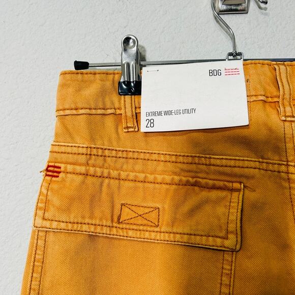 NEW BDG Extreme Wide-Leg Utility Jean Baggy Drawstring Mustard Yellow Sz 28 - Picture 7 of 12